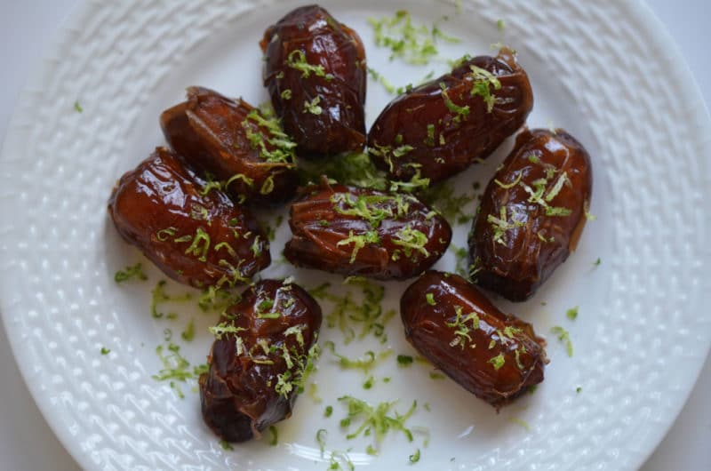 Warm Almond Stuffed Dates with Lime Zest, MaureenAbood.com