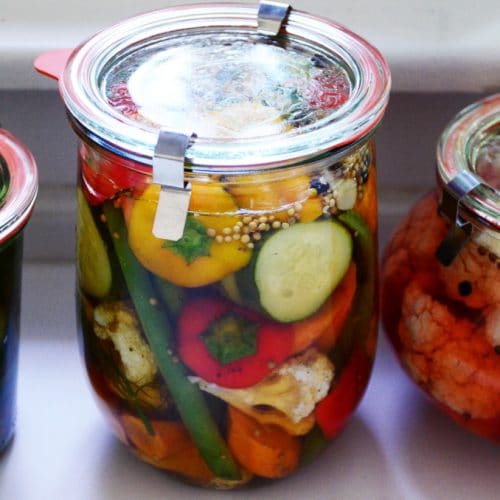 Mixed pickles in a weck jar