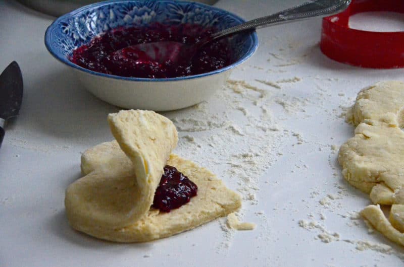 Heart scones with raspberry filling, Maureen Abood