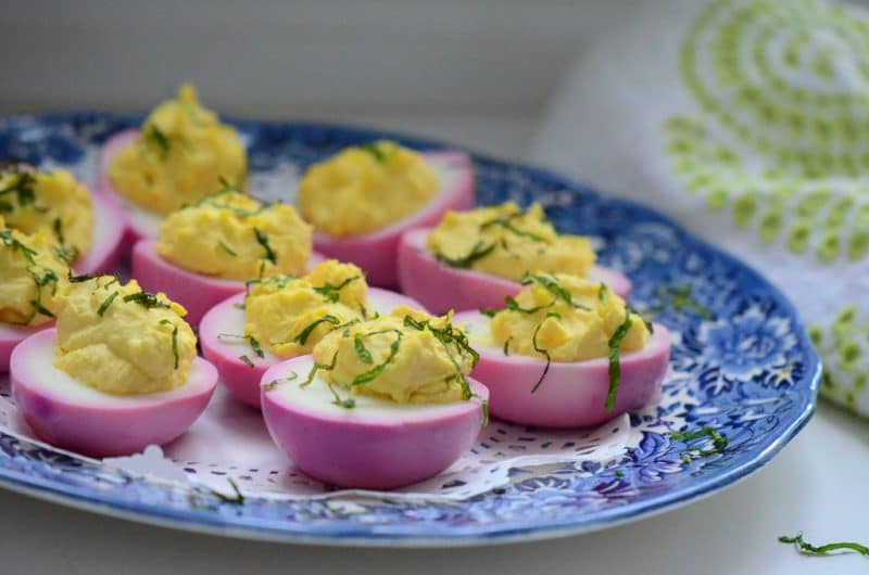 Pink Deviled Eggs (laban & mint), for Mrs. Smith Rose Water & Orange