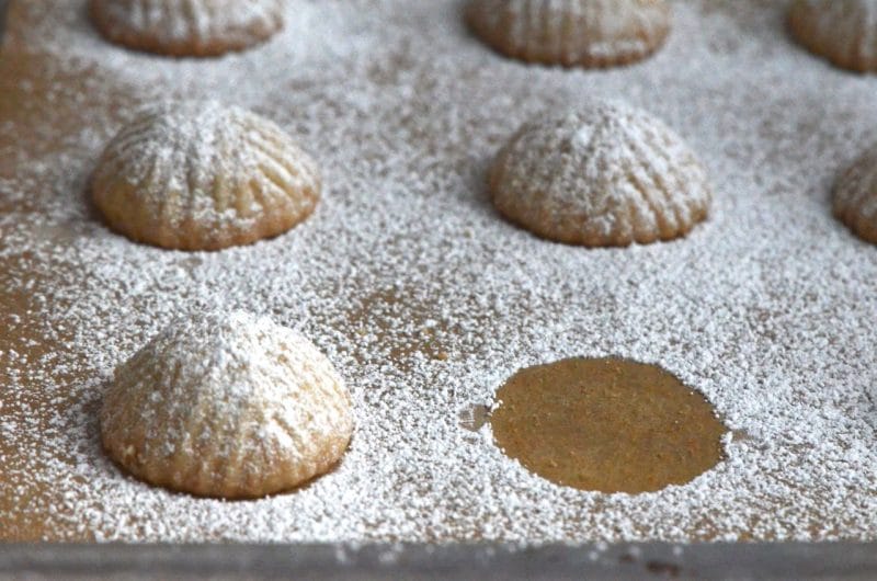 Ma'moul molded cookies with powdered sugar