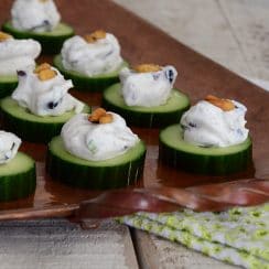 Cucumber bites with Labneh and Olives, MaureenAbood.com