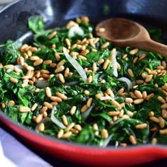 Satueed spinach with pine nuts, MaureenAbood.com