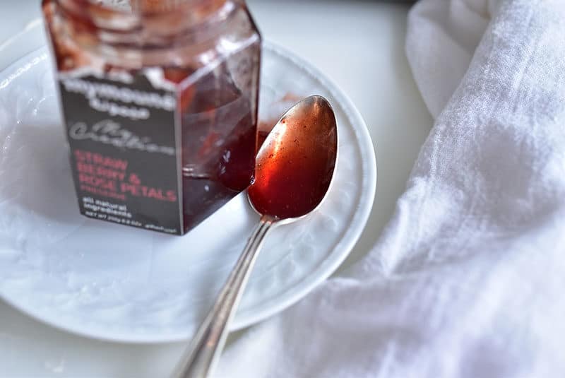 Strawberry rose jam with spoon, Maureen Abood