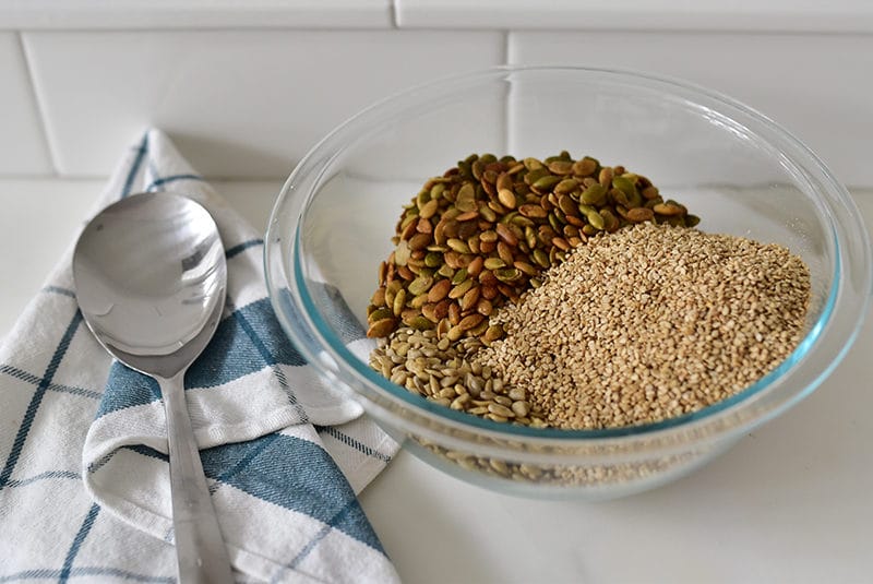 Seeds in a bowl for nut-free baklawa