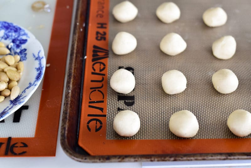 Graybeh dough balls on a sheet pan