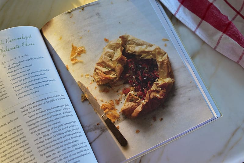 Rose Water & Orange Blossoms cookbook open to phyllo galette recipe