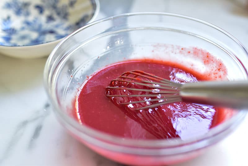 Strawberry puree mixed with gelatin