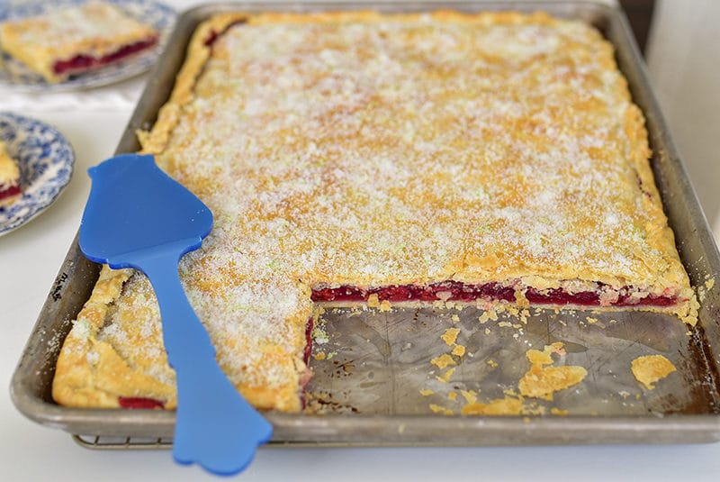 Cherry slab pie in a sheet pan
