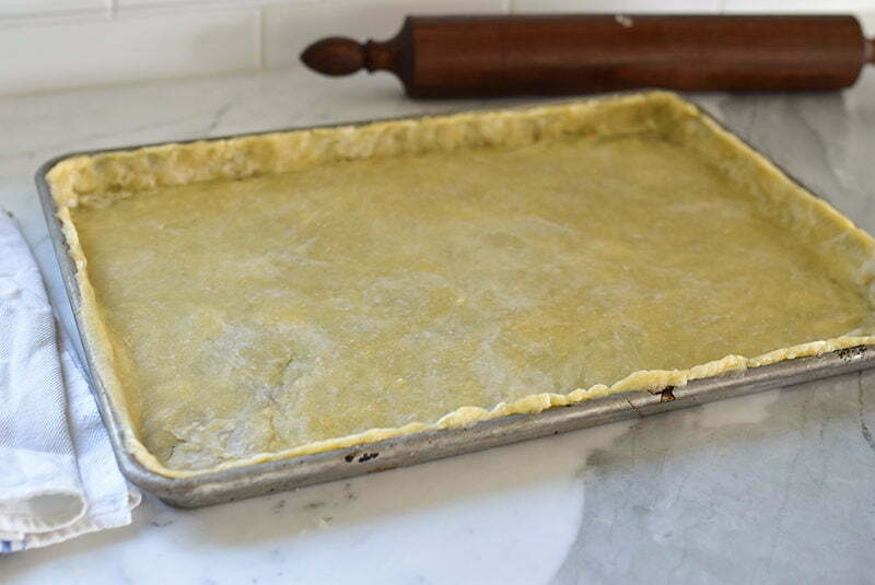 Pie dough in a sheet pan