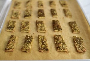 Za'atar Crackers on a sheet pan