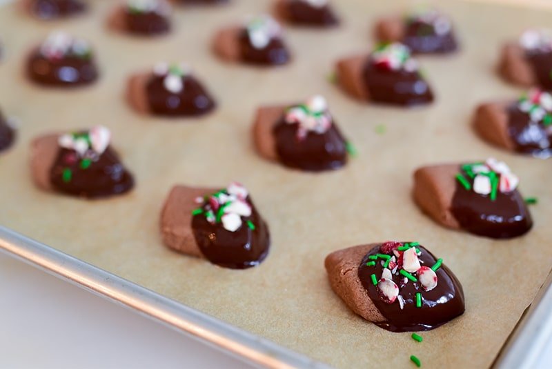 Mint Chocolate Graybeh cookies on a cookie sheet