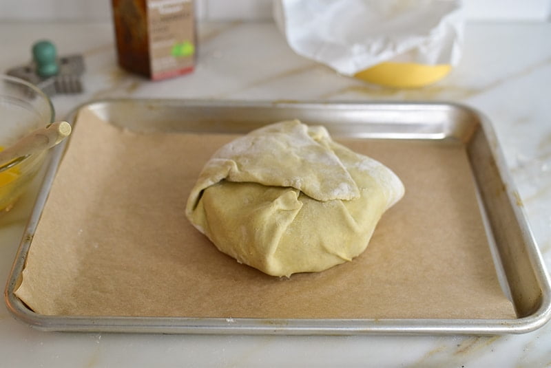 Folded puff pastry over brie