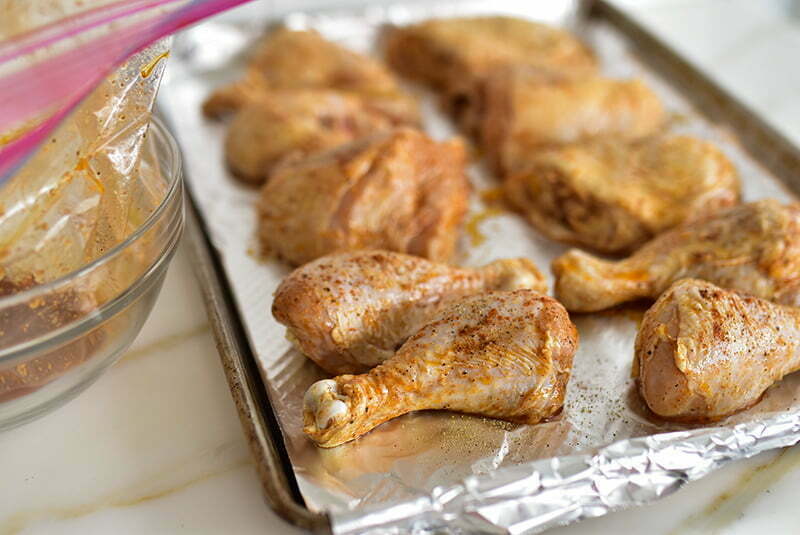 7 Spice marinated chicken on a sheet pan