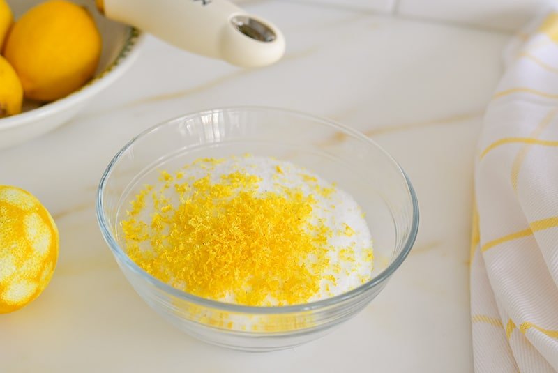 Lemon zest in a sugar bowl