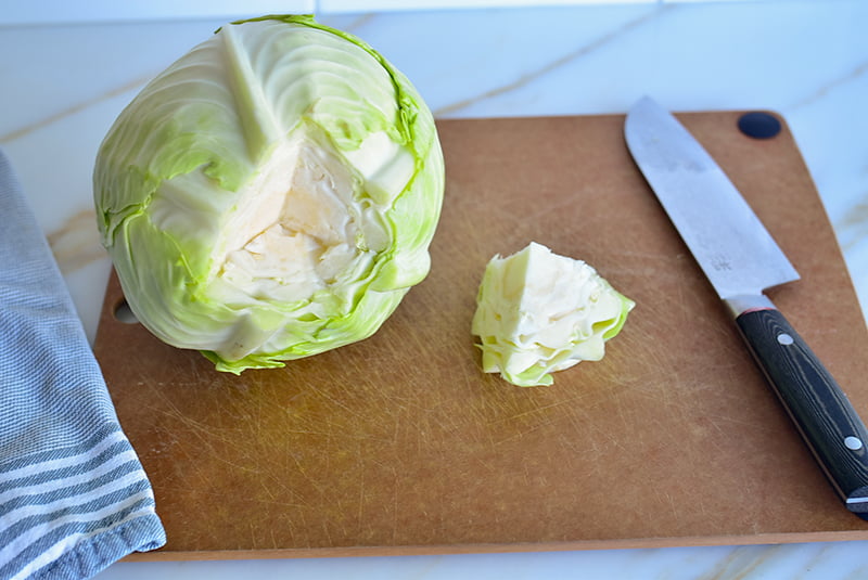 Whole cabbage with the core cut out