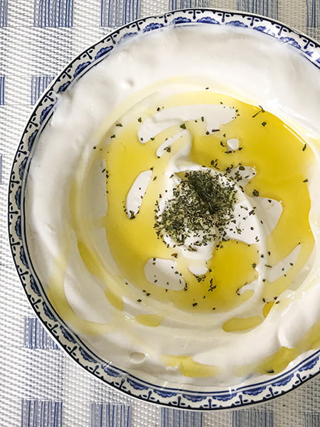 Labneh with Extra Virgin Olive oil for the Mediterranean Diet